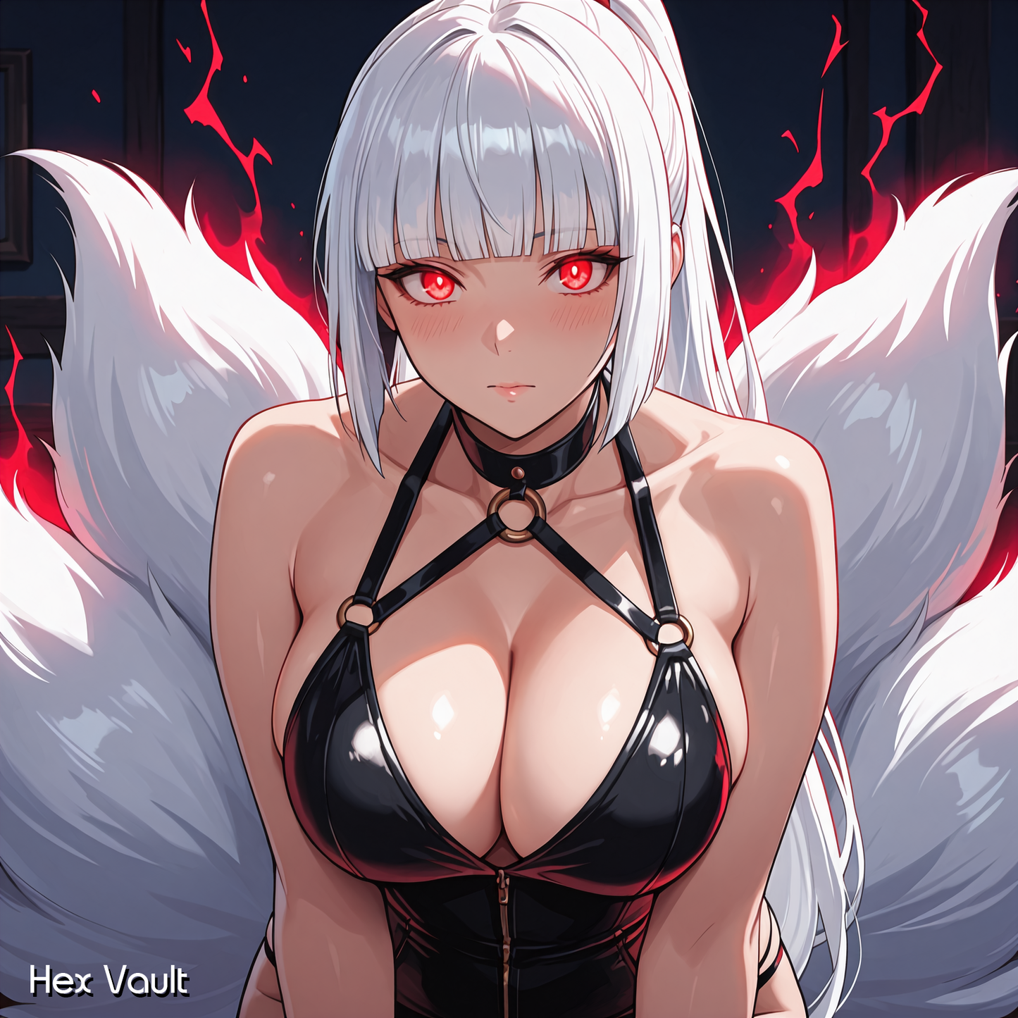 Dark Arts Five-Tailed Yako Human Hybrid Kitsune Spirit Companion Byakko | Illusion & Protection - Remote binding - Straight
