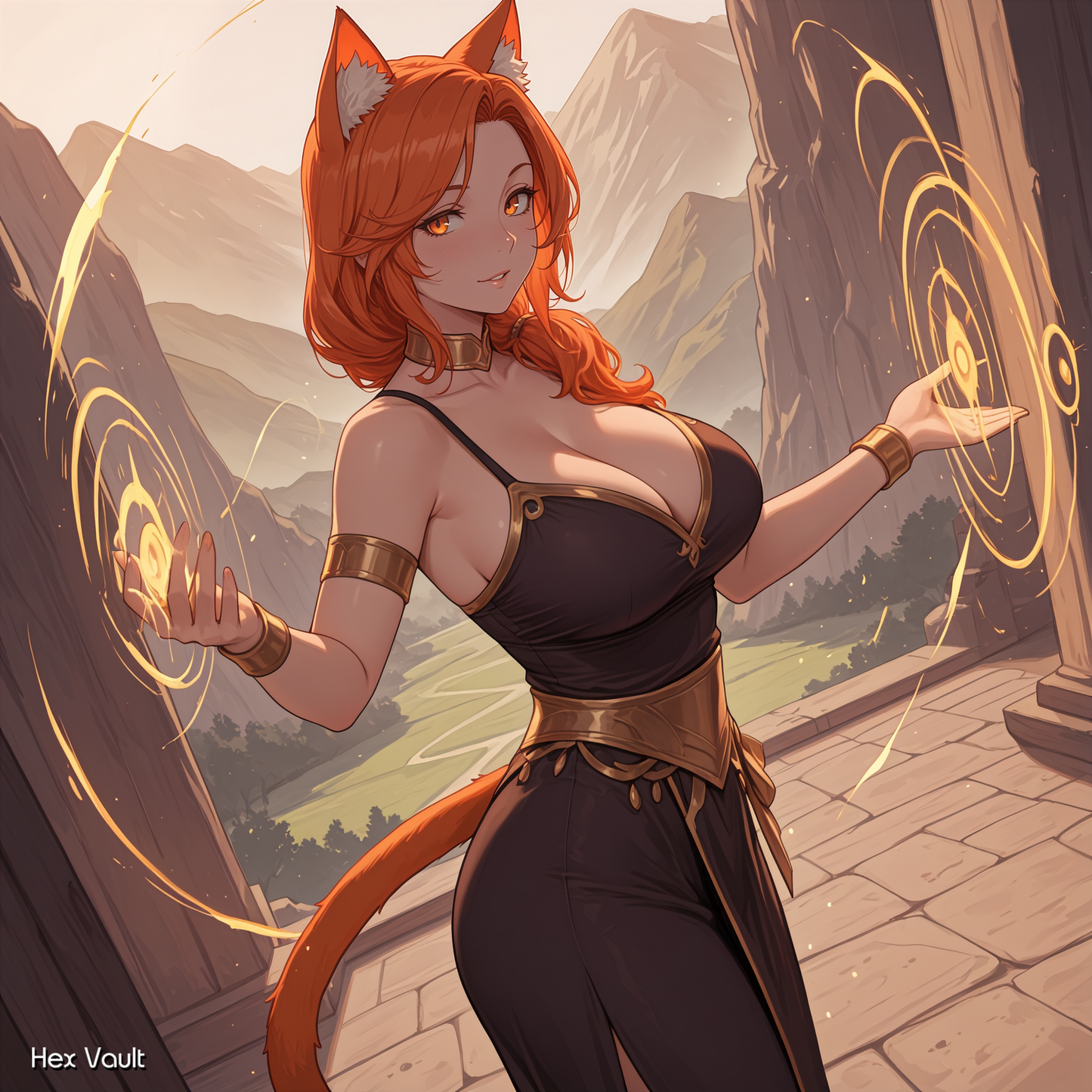 Kedessa Catgirl Beastkin Enchantress - Light Arts Spirit Companion - Straight
