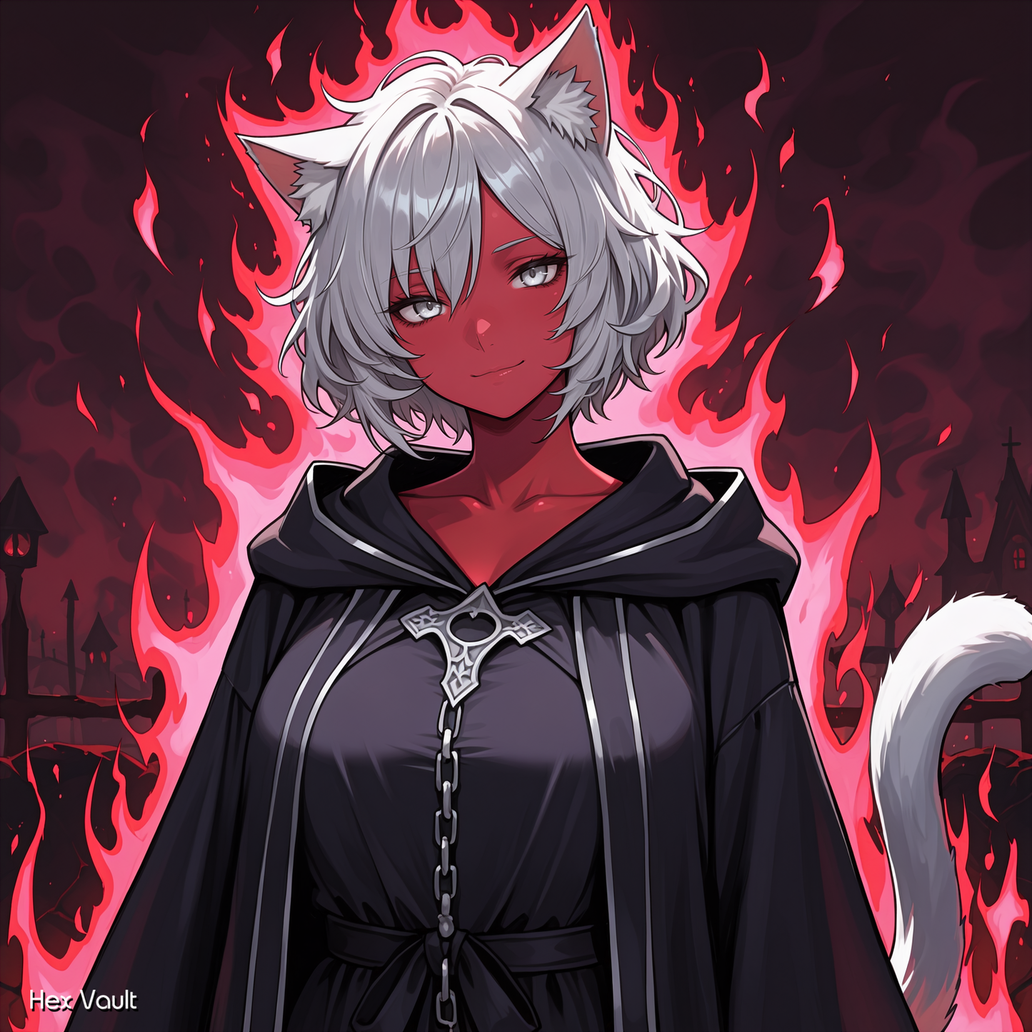 Cat Demoness Priestess Spirit Companion Nessinthe | Dark Arts Grey Arts Intuition Protection Shadow Guide - Bisexual