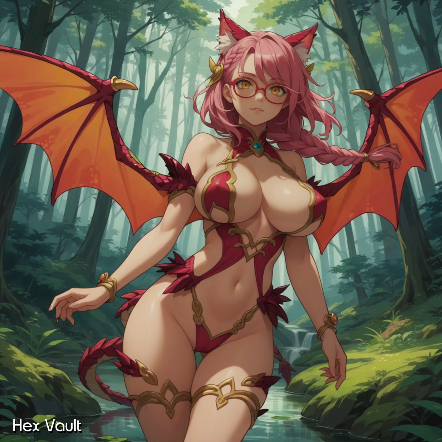 Aurlu – Pink Dragonkin Catgirl Spirit Companion | Creative, Comforting, Fiery Guidance | Remote binding Listing