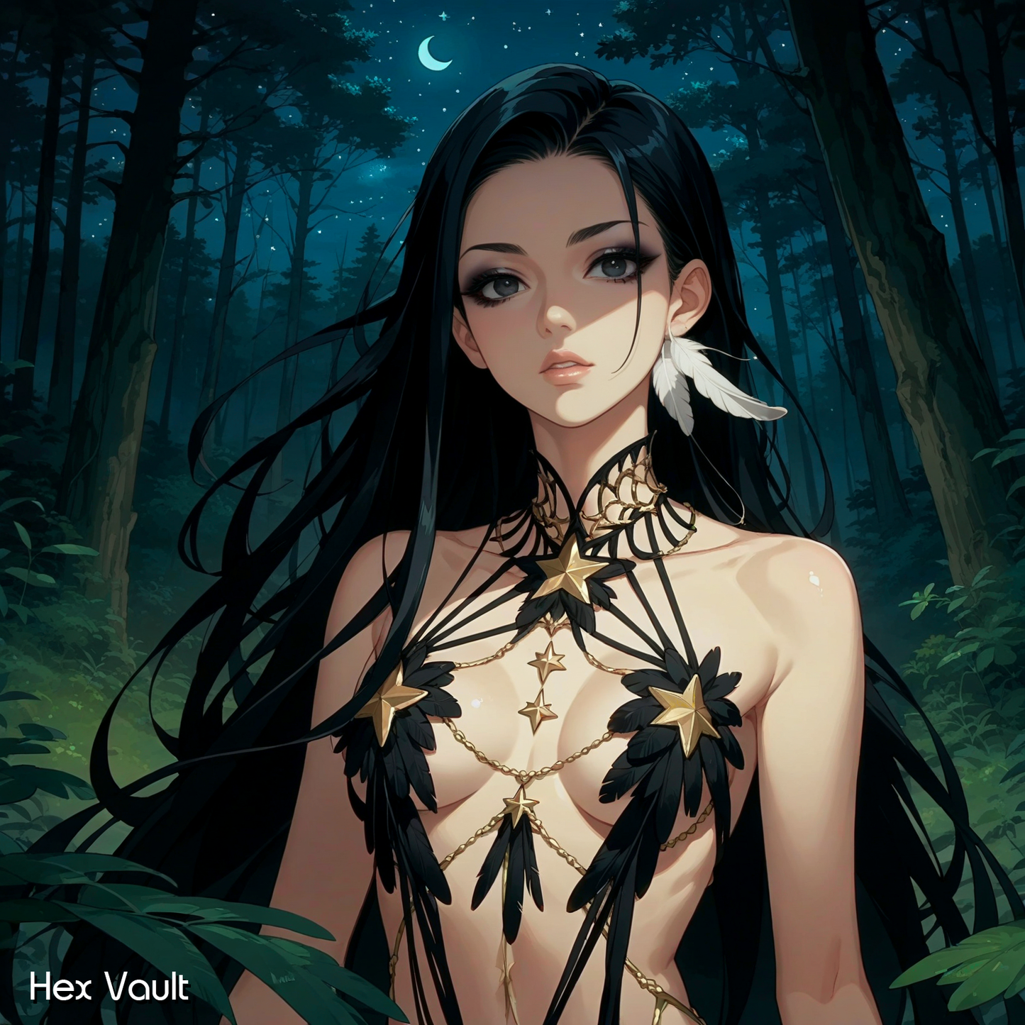 Corvella Raven Spirit Beastkin | Grey-Blue Eyes, Black Hair | Distant binding, Spirit Companion