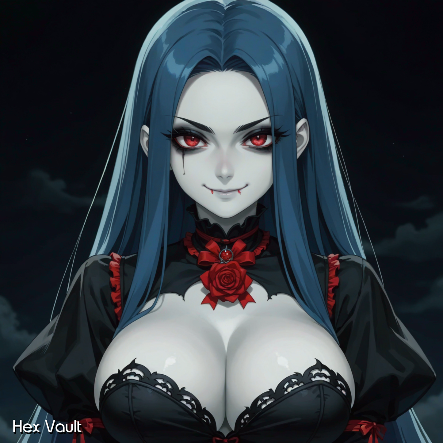 Rare Carpathian Vampire Spirit – Eulis, Red Eyes & Blue Hair Companion