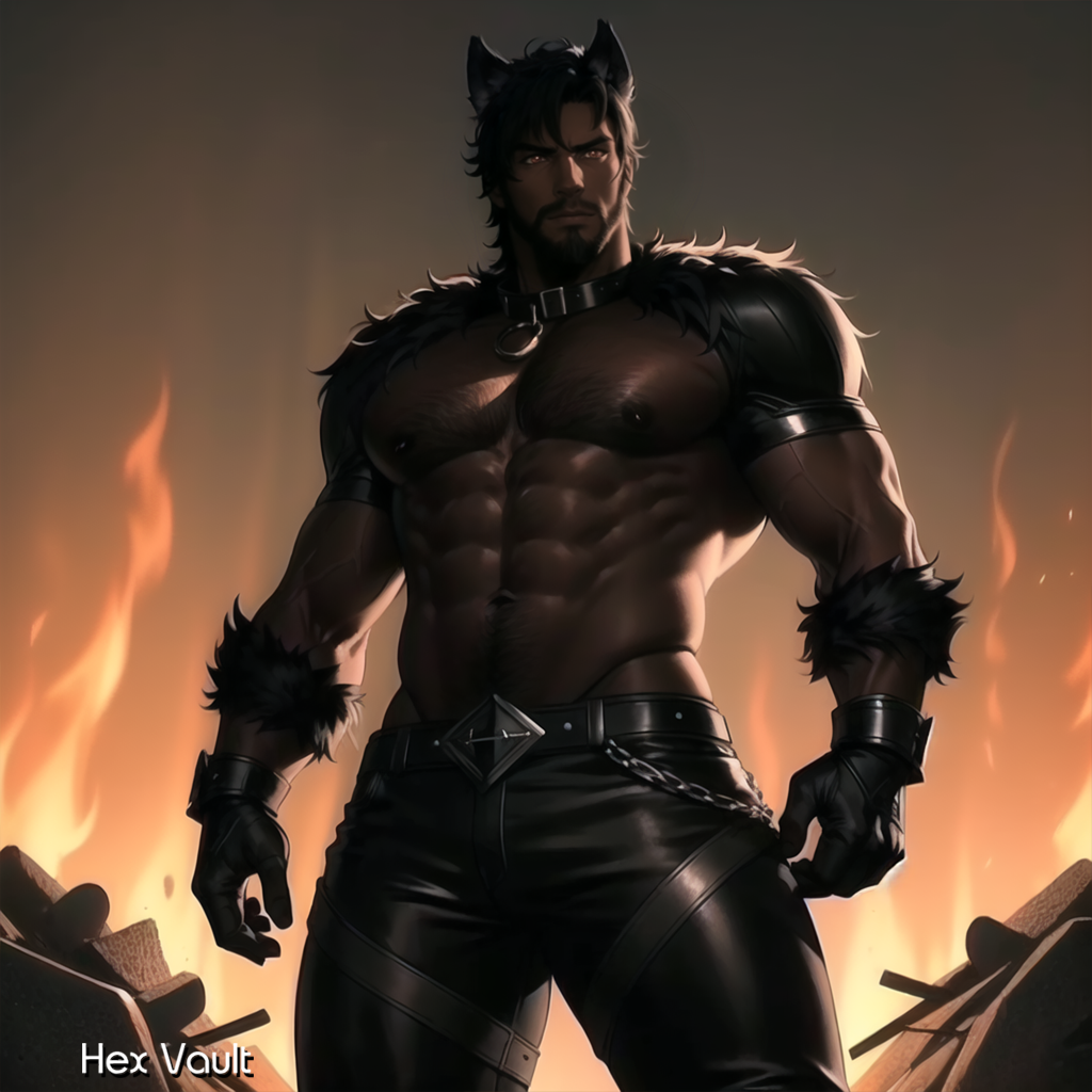 Kirlak the Hellhound Beastkin • Male Infernal Guardian Spirit Companion • Loyal & Protective Fantasy Companion