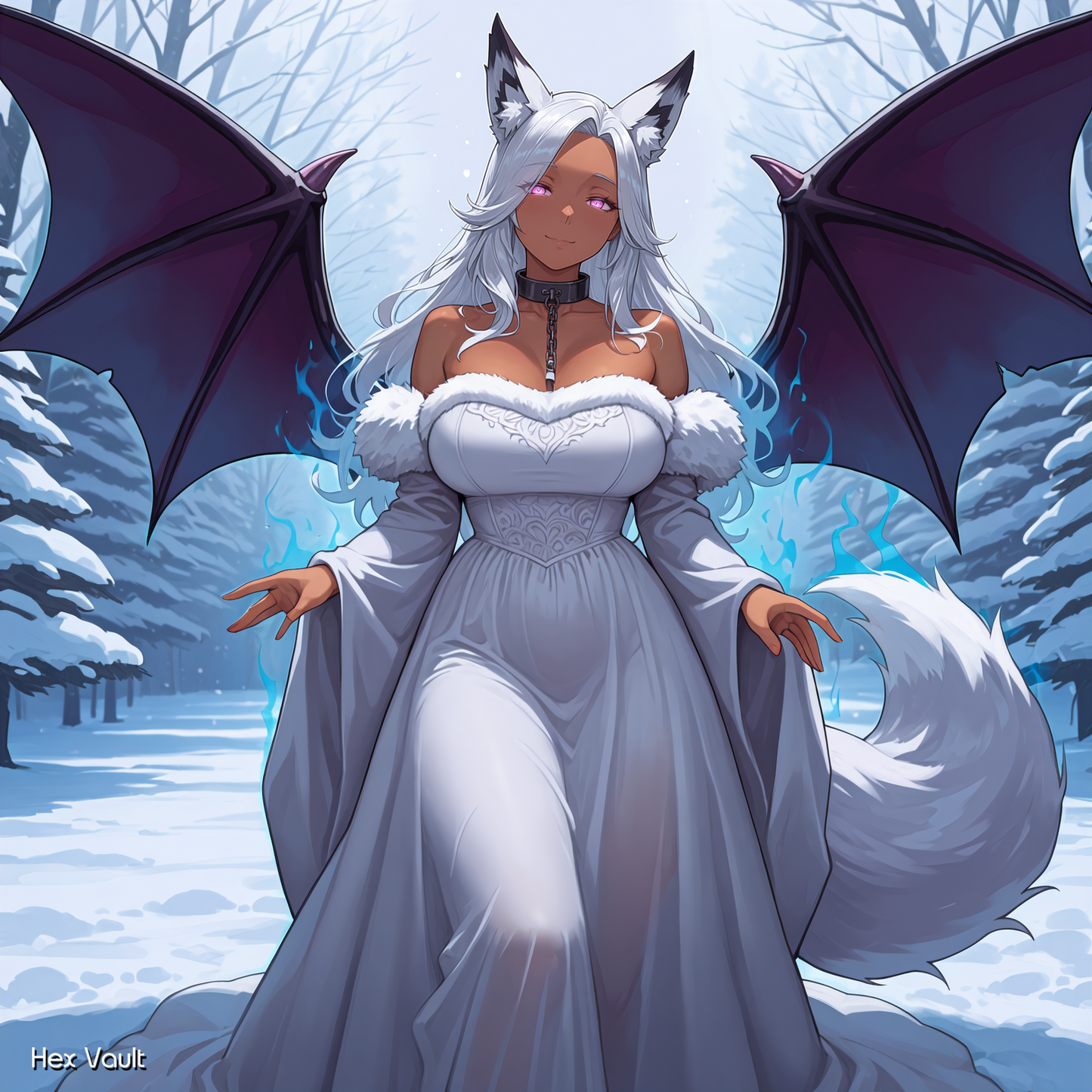 Nethirah Elite Snow Fox Dragonkin Sorceress Spirit Companion Binding | Grey Arts - Bisexual Submissive