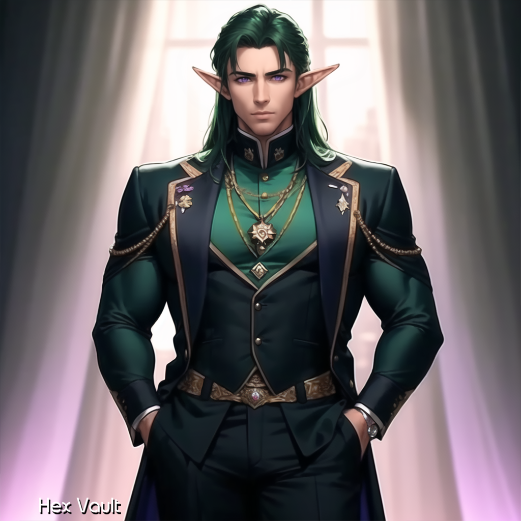 Prince Grendar – Male Elf Spirit Companion Mage | Powerful spirit lover | Regal Muscular Familiar