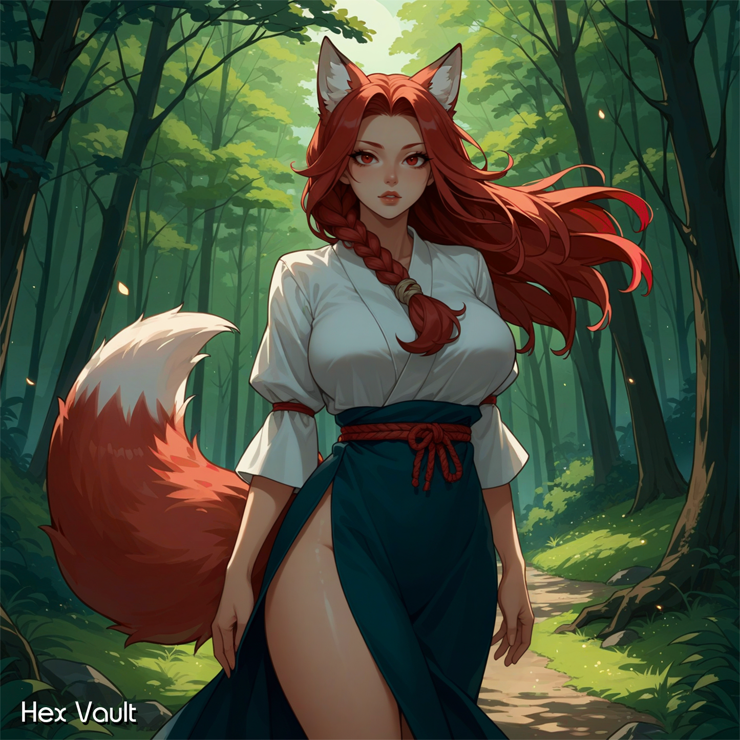 Kitsune Spirit Yunari – Curvy Red-Haired Submissive Fire Fox – Erotic Familiar & Dream Companion - Straight - Remote binding