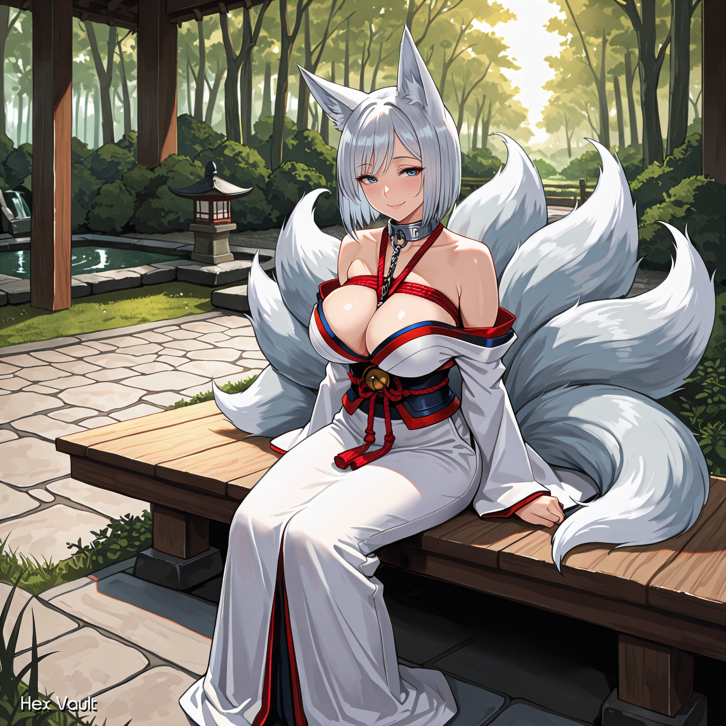 7 Tailed Zenko Kitsune Spirit Companion Binding – Grey Arts Fox Spirit Aiyume - Magic, Confidence, Intuition - Submissive, straight