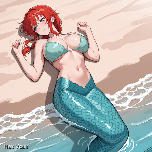 Mermaid Submissive Spirit Companion Bechari – Light Arts, Red Hair, Purple Eyes, Ritual Guide, Emotional & Erotic Support