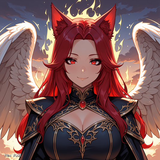 Fire Nymph Angel Catgirl Hybrid Elith –  Grey & Light Arts Celestial