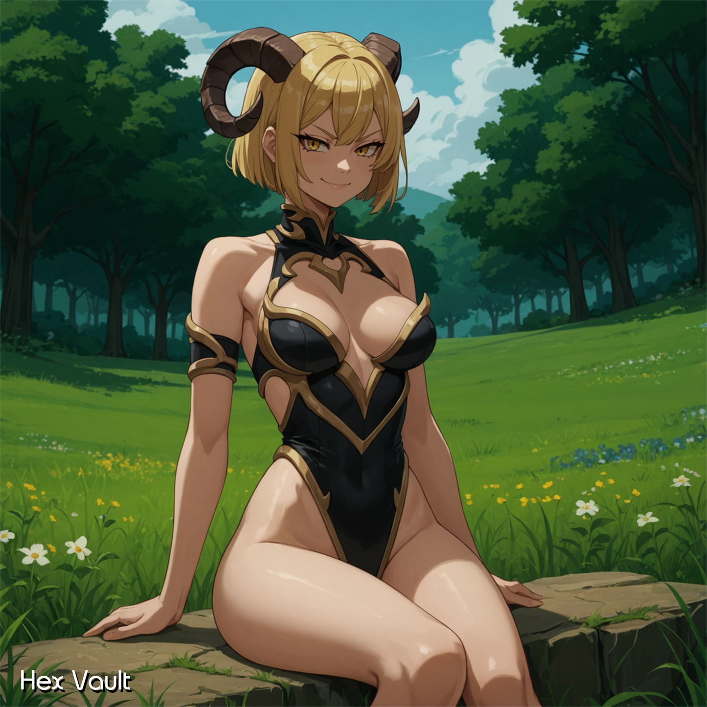 Sheep Beastkin Spirit Companion – Endra, Blonde Hair, Gold Eyes, Grey Arts - Remote binding