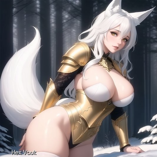 Giode – Snow Fox Warrior Spirit beastkin Companion, Light Arts Guardian, Protector - Remote binding