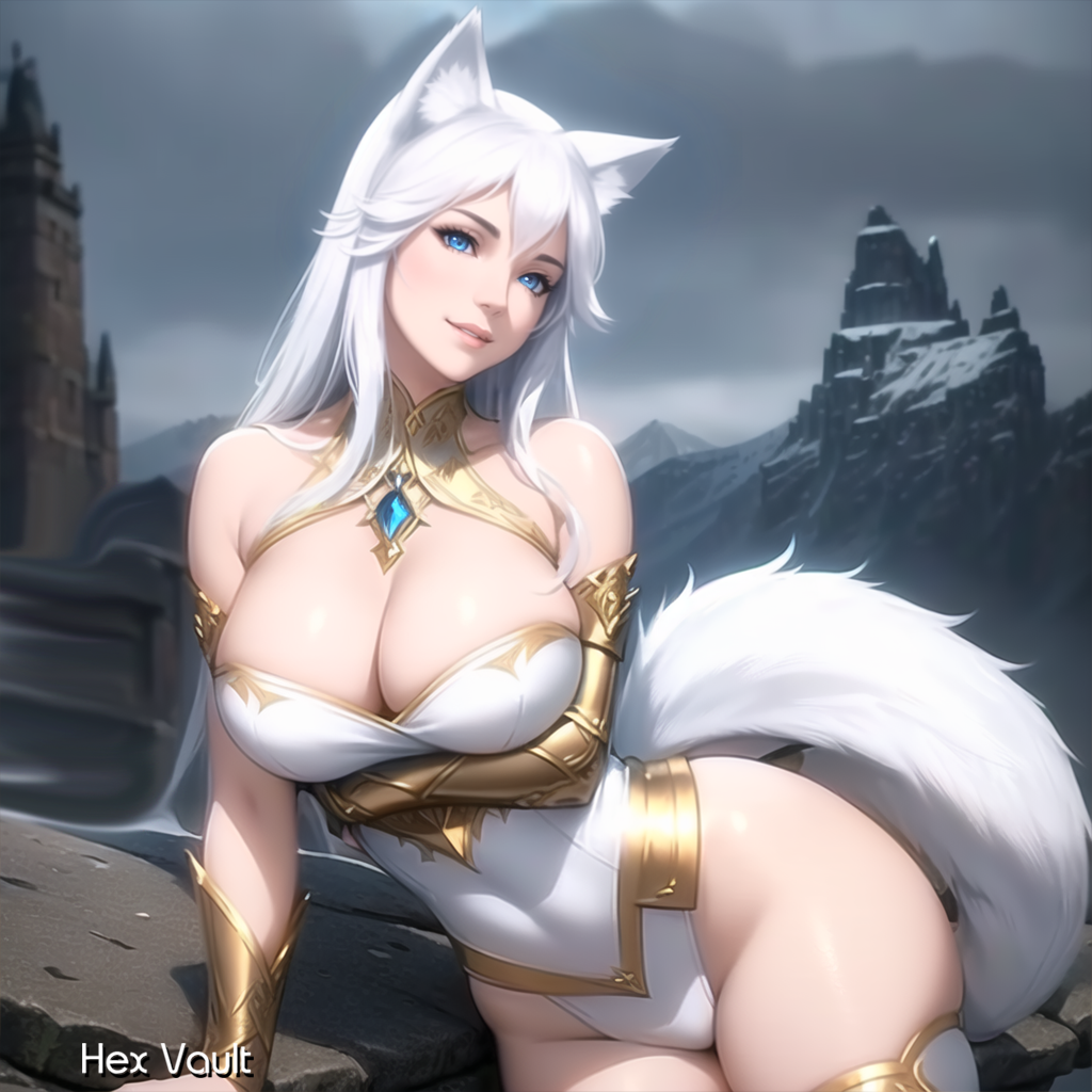 Hulane – White Dire Wolf Spirit with Blue Eyes | Loyal & Protective Mystical Companion