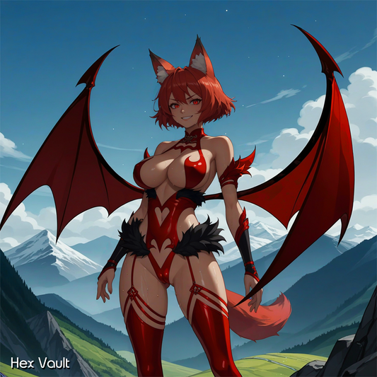 Kerina the Crimson Summit Spirit – Rare Fox Demon Hybrid  | Mountain Guardian  | Red Fox Beastkin binding