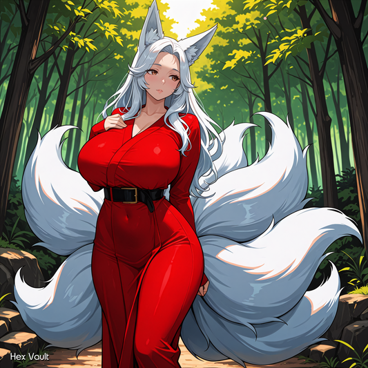 Grey Arts Zenko Kitsune Layumi 7 Tails Spirit Companion Wisdom Protection Harmony Energy Binding