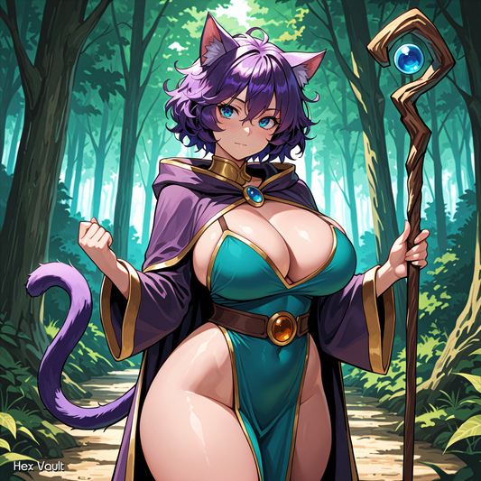 Grey Arts Druid Cat Beastkin Spirit Companion – Pecha Nature Magic, Animal Spirit Guidance & Energy Alignment