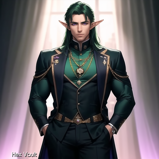 Prince Grendar – Male Elf Spirit Companion Mage | Powerful spirit lover | Regal Muscular Familiar